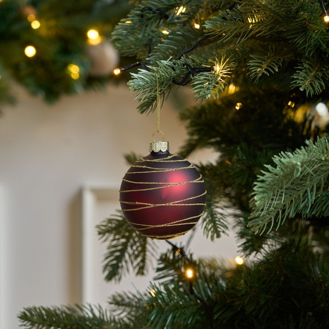 Julekugle m. vandrette streger 4 stk.